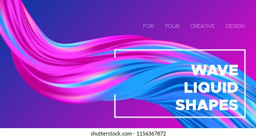 3d Abstract Background. Colorful Wave Shapes. Trendy Vector Illustration EPS10 for Your Creative Design. Beautiful Fluid Interweaving. 3d Poster with Abstract Bright Liquid for Business Presentation.
