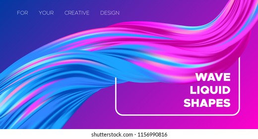 3d Abstract Background. Colorful Wave Shapes. Trendy Vector Illustration EPS10 for Your Creative Design. Beautiful Fluid Interweaving. 3d Poster with Abstract Bright Liquid for Business Presentation.