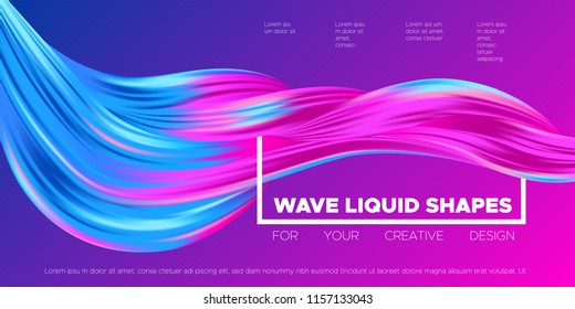 3d Abstract Background. Colorful Wave Shapes. Trendy Vector Illustration EPS10 for Your Creative Design. Beautiful Fluid Interweaving. 3d Poster with Abstract Bright Liquid for Business Presentation.