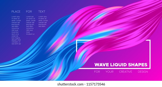 3d Abstract Background. Colorful Wave Shapes. Trendy Vector Illustration EPS10 for Your Creative Design. Beautiful Fluid Interweaving. 3d Poster with Abstract Bright Liquid for Business Presentation.