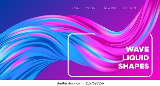 3d Abstract Background. Colorful Wave Shapes. Trendy Vector Illustration EPS10 for Your Creative Design. Beautiful Fluid Interweaving. 3d Poster with Abstract Bright Liquid for Business Presentation.