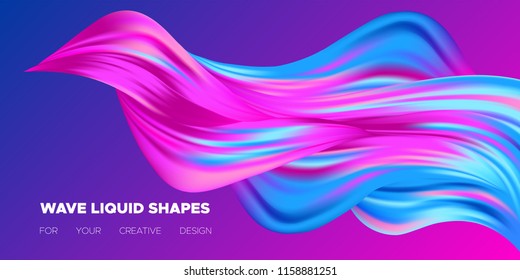 3d Abstract Background. Colorful Wave Shapes. Trendy Vector Illustration EPS10 for Your Creative Design. Beautiful Fluid Interweaving. 3d Poster with Abstract Bright Liquid for Business Presentation.