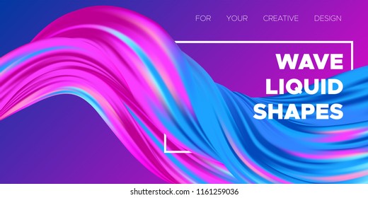 3d Abstract Background. Colorful Wave Shapes. Trendy Vector Illustration EPS10 for Your Creative Design. Beautiful Fluid Interweaving. 3d Poster with Abstract Bright Liquid for Business Presentation.