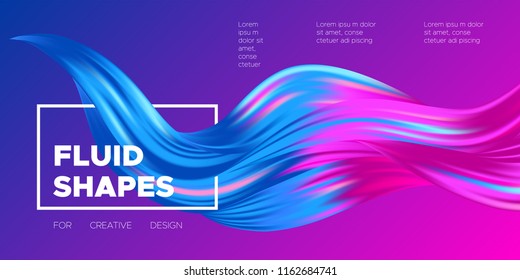 3d Abstract Background. Colorful Wave Shapes. Trendy Vector Illustration EPS10 for Your Creative Design. Beautiful Fluid Interweaving. 3d Poster with Abstract Bright Liquid for Business Presentation.