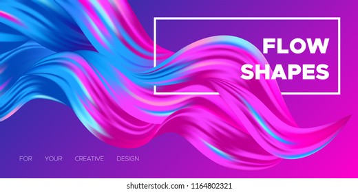 3d Abstract Background. Colorful Wave Shapes. Trendy Vector Illustration EPS10 for Your Creative Design. Beautiful Fluid Interweaving. 3d Poster with Abstract Bright Liquid for Business Presentation.