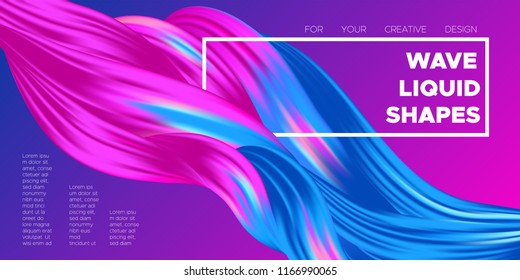 3d Abstract Background. Colorful Wave Shapes. Trendy Vector Illustration EPS10 for Your Creative Design. Beautiful Fluid Interweaving. 3d Poster with Abstract Bright Liquid for Business Presentation.