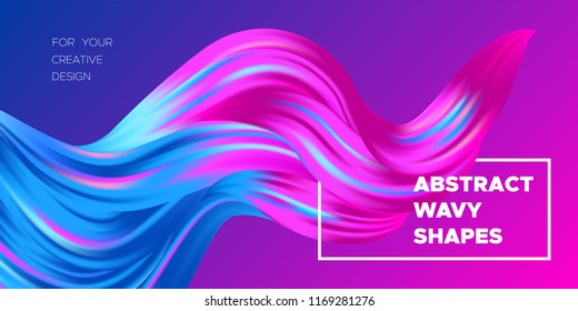 3d Abstract Background. Colorful Wave Shapes. Trendy Vector Illustration EPS10 for Your Creative Design. Beautiful Fluid Interweaving. 3d Poster with Abstract Bright Liquid for Business Presentation.