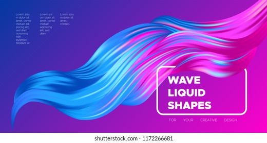 3d Abstract Background. Colorful Wave Shapes. Trendy Vector Illustration EPS10 for Your Creative Design. Beautiful Fluid Interweaving. 3d Poster with Abstract Bright Liquid for Business Presentation.