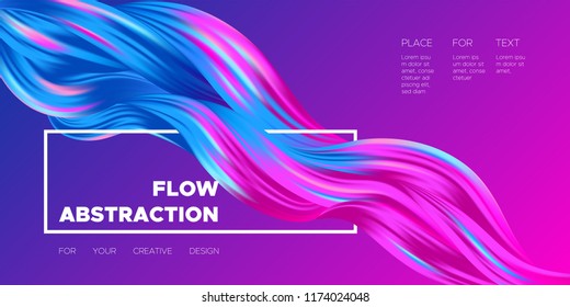 3d Abstract Background. Colorful Wave Shapes. Trendy Vector Illustration EPS10 for Your Creative Design. Beautiful Fluid Interweaving. 3d Poster with Abstract Bright Liquid for Business Presentation.