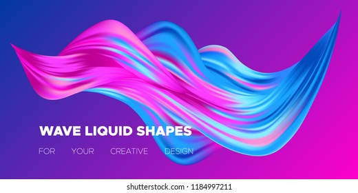 3d Abstract Background. Colorful Wave Shapes. Trendy Vector Illustration EPS10 for Your Creative Design. Beautiful Fluid Interweaving. 3d Poster with Abstract Bright Liquid for Business Presentation.
