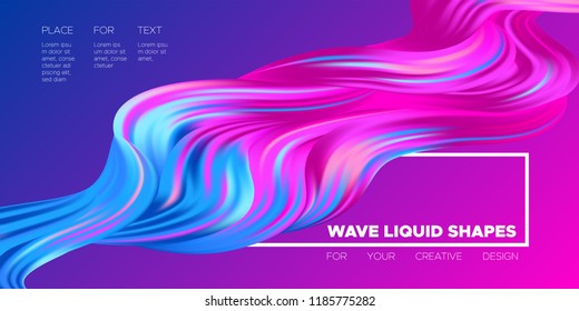 3d Abstract Background. Colorful Wave Shapes. Trendy Vector Illustration EPS10 for Your Creative Design. Beautiful Fluid Interweaving. 3d Poster with Abstract Bright Liquid for Business Presentation.