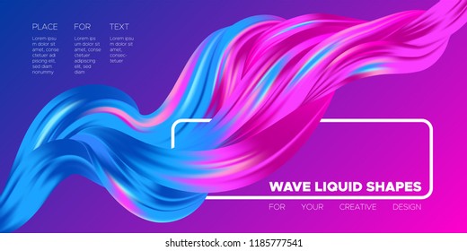 3d Abstract Background. Colorful Wave Shapes. Trendy Vector Illustration EPS10 for Your Creative Design. Beautiful Fluid Interweaving. 3d Poster with Abstract Bright Liquid for Business Presentation.