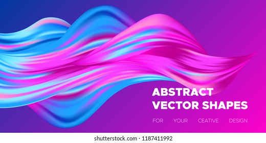 3d Abstract Background. Colorful Wave Shapes. Trendy Vector Illustration EPS10 for Your Creative Design. Beautiful Fluid Interweaving. 3d Poster with Abstract Bright Liquid for Business Presentation.