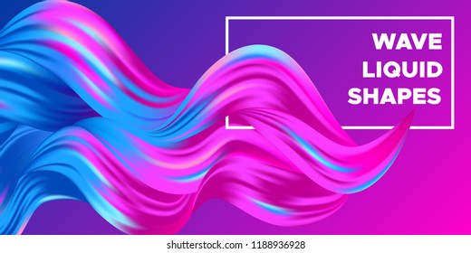 3d Abstract Background. Colorful Wave Shapes. Trendy Vector Illustration EPS10 for Your Creative Design. Beautiful Fluid Interweaving. 3d Poster with Abstract Bright Liquid for Business Presentation.
