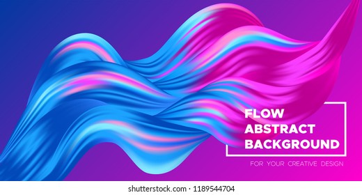 3d Abstract Background. Colorful Wave Shapes. Trendy Vector Illustration EPS10 for Your Creative Design. Beautiful Fluid Interweaving. 3d Poster with Abstract Bright Liquid for Business Presentation.