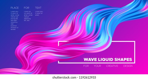 3d Abstract Background. Colorful Wave Shapes. Trendy Vector Illustration EPS10 for Your Creative Design. Beautiful Fluid Interweaving. 3d Poster with Abstract Bright Liquid for Business Presentation.