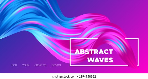 3d Abstract Background. Colorful Wave Shapes. Trendy Vector Illustration EPS10 for Your Creative Design. Beautiful Fluid Interweaving. 3d Poster with Abstract Bright Liquid for Business Presentation.