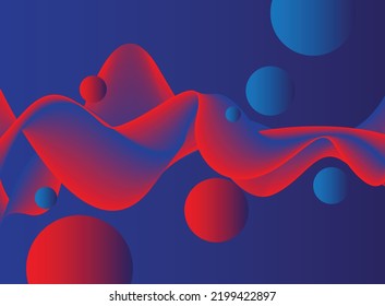 Arrière-plan abstrait 3d, image vectorielle bleu foncé et rouge à résonance multicolore, pour modèles de couverture, pages Web, cartes de voeux