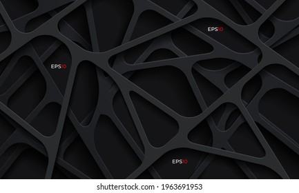 3D abstract background with dark paper cut shapes