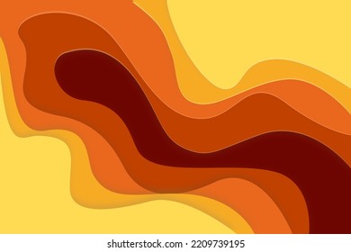 3D abstract background with deep  orange paper cut waves. Wavy geometric poster. design layout for business presentations, flyers, posters, invitations ,book cover or annual report template design