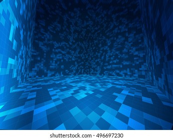 3D Abstract Background. Digital Planes in Perspective. Technology Business Background. Vector Illustration.