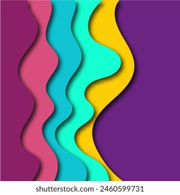 3D abstract background with figures cut out of paper. Vector layout design for business presentations, flyers, posters and invitations. Colorful carving - blue, yellow and purple