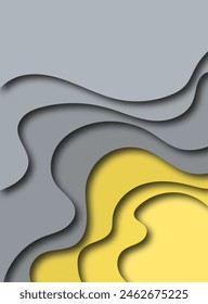 3D abstract background with figures cut out of paper. Vector layout design for business presentations, flyers, posters and invitations. Colorful carving - yellow and gray.