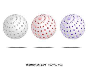 3d abstract background, globe, graphic geometric, symbols, color pink white black red  grey violet vector