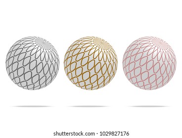 3d abstract background, globe, graphic geometric, symbols, color pink gold, white, gold, silver, grey vector