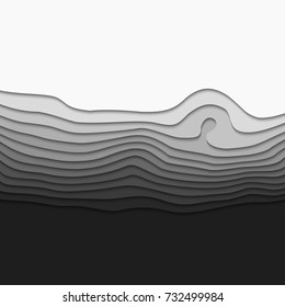 3D abstract background of gradient white paper layers. Blank paper. Art background design. Vector origami paper