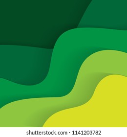  3D abstract background, green paper cut shapes. Vector design layout for business presentations, flyers, posters and invitations. Carving art, environment and ecology elements texture.