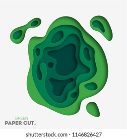 3D abstract background with green paper cut shapes. Vector design layout for business presentations, flyers, posters and invitations. Colorful carving art, environment and ecology element eps 10