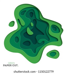 3D abstract background with green paper cut shapes. Vector design layout for business presentations, flyers, posters and invitations. Colorful carving art, environment and ecology element eps 10