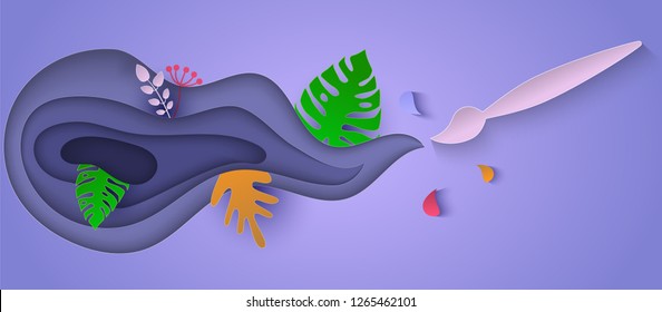 3D abstract background with green paper cut shapes. Vector design layout for business presentations, flyers, posters and invitations. Colorful carving art, environment and ecology element