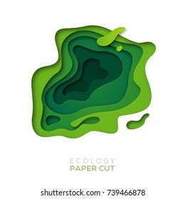 3D abstract background with green paper cut shapes. Vector design layout for business presentations, flyers, posters and invitations. Colorful carving art, environment and ecology elements