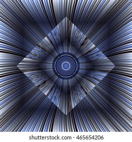 3d abstract background with inscribed boxes. Composition with converging rays