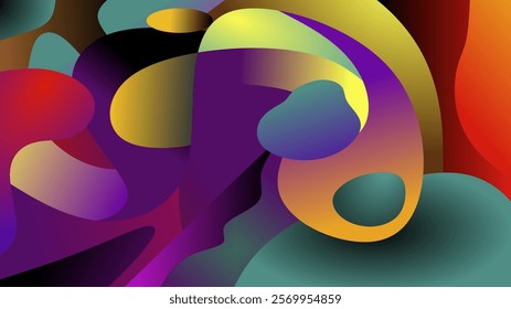 3d abstract background with light. Gradient colorful curved patterns.