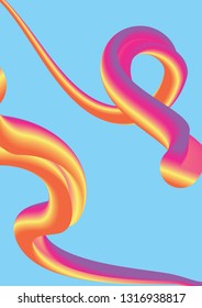 3d abstract background with moving bright waves. Bright background in acid color.