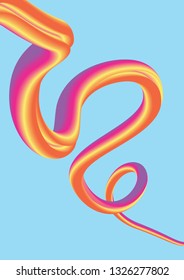 3d abstract background with moving bright waves. Bright background in acid color.