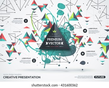 3D abstract background with paint stain and colorful geometric triangle elements. Vector  infographic design layout for business presentations, flyers and posters. Scientific future technology concept