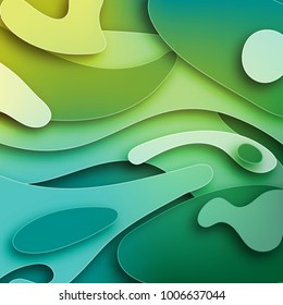 3D abstract background with paper cut shapes. Vector geometric design layout for business presentations, invitations, flyers, posters. Paper carving art. Modern origami design template