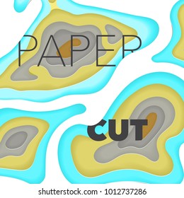 3D abstract background with paper cut shapes. Vector papercut design layout for business card, presentations, flyers or posters on white paper. Modern colorful carving art background template.