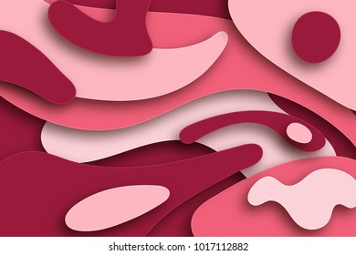 3D abstract background with paper cut shapes. Vector geometric design layout for business presentations, invitations, flyers, posters. Paper carving art. Modern origami design template