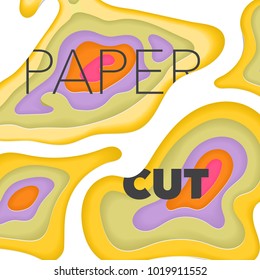 3D abstract background with paper cut shapes. Vector papercut design layout for business card, presentations, flyers or posters on white paper. Modern colorful carving art background template