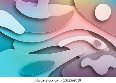 3D abstract background with paper cut shapes. Vector geometric design layout for business presentations, invitations, flyers, posters. Paper carving art. Modern origami design template