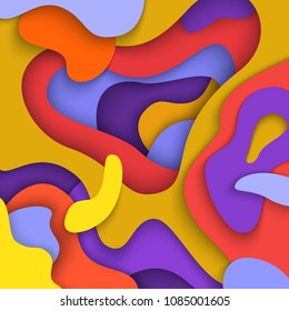 3D abstract background with paper cut shapes Vector design layout for business presentations, flyers, posters, banners and invitations Colorful carving art - blue, yellow, red, violet