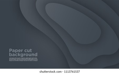 3D abstract background with paper cut shapes. Vector design layout for business presentations, flyers, posters and invitations. carving art black