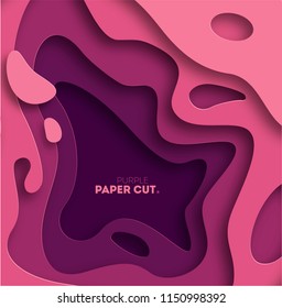 3D abstract background with paper cut shapes. Vector design layout for business presentations, flyers, posters and invitations. purple. illustration eps 10