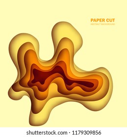 3D abstract background with paper cut shapes. Vector design layout for business presentations, flyers, posters and invitations. Colorful carving art - yellow
