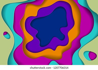 3D abstract background with paper cut shapes. Vector illustration in paper cut style. layout for business card, presentations, flyers or posters. 